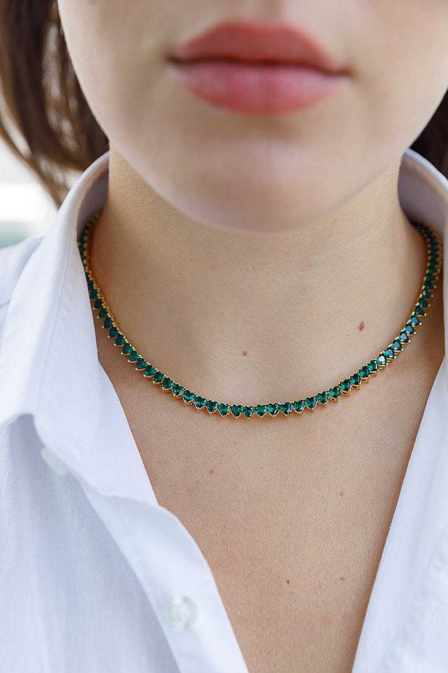 Kgmtl Limlim | All Hearts Tennis Necklace Emerald