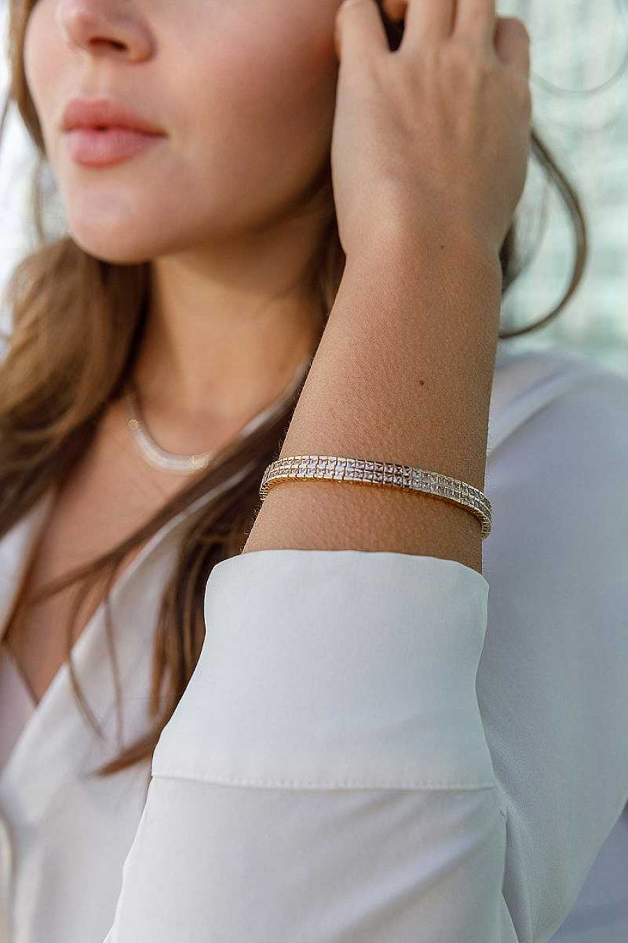 Jewelry Limlim | Baby Pink Luxury Princess Cut Tennis Bracelet