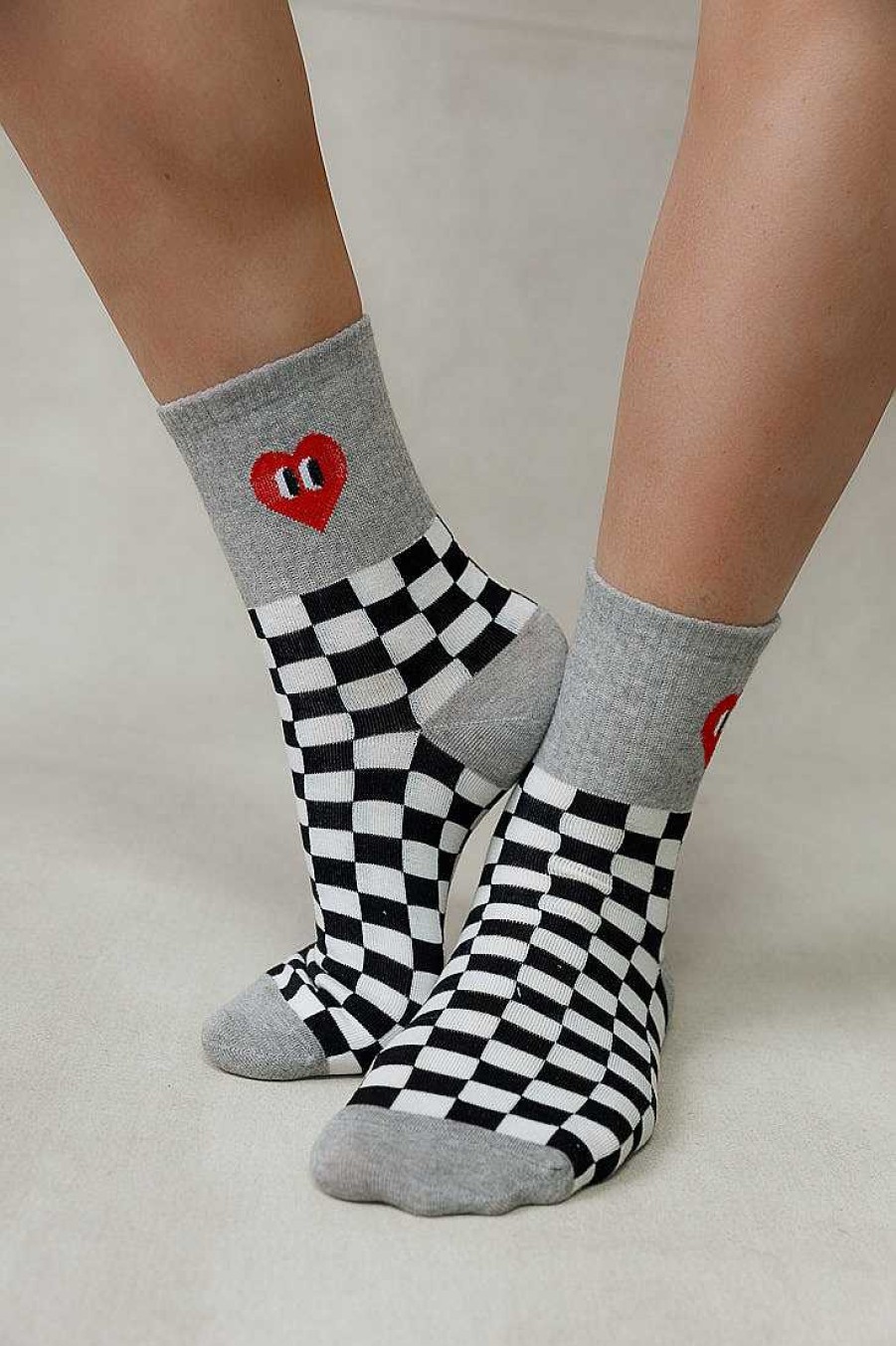 Luxe Trendy Socks Limlim | Checkered Heart Socks