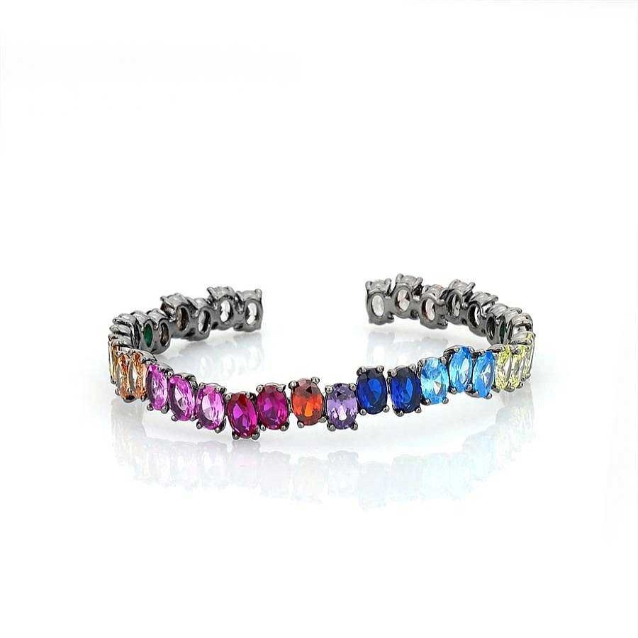 Jewelry Limlim | Oval Rainbow Crystal Bangle