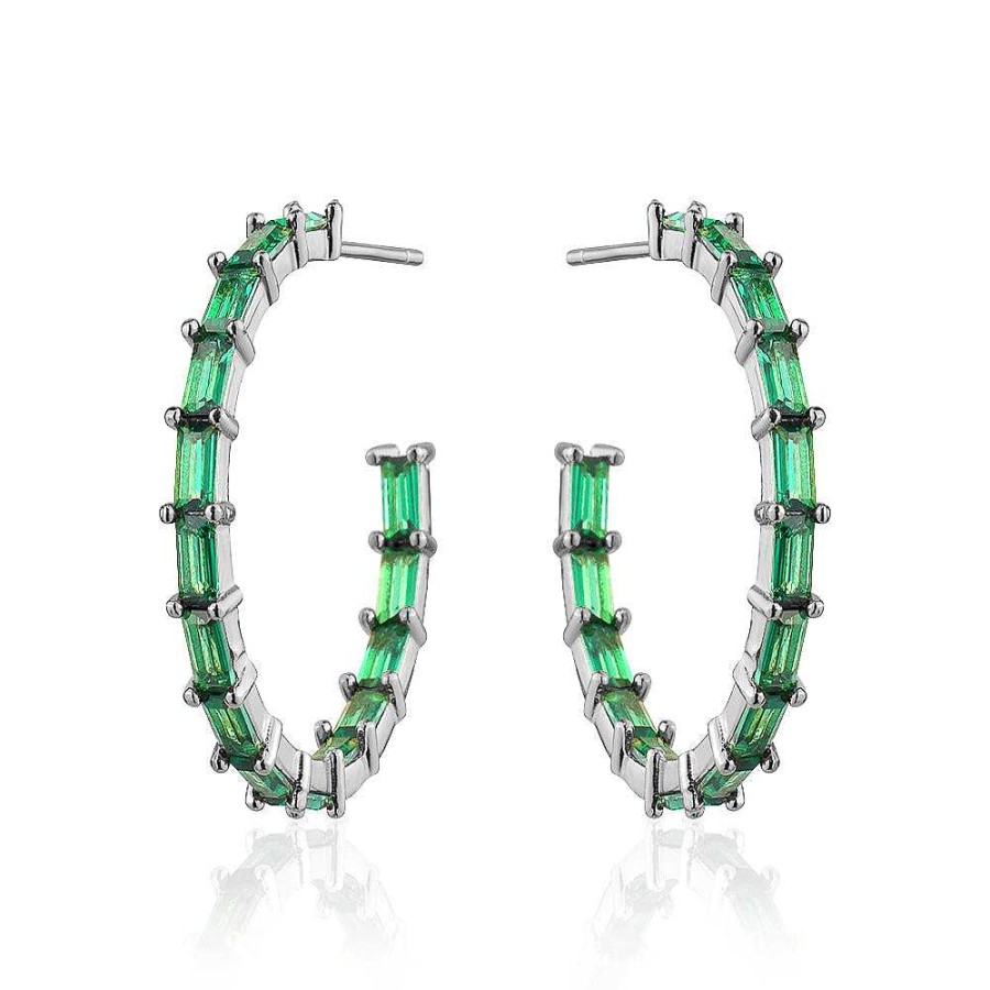 Jewelry Limlim | Medium Baguette Hoops Emerald