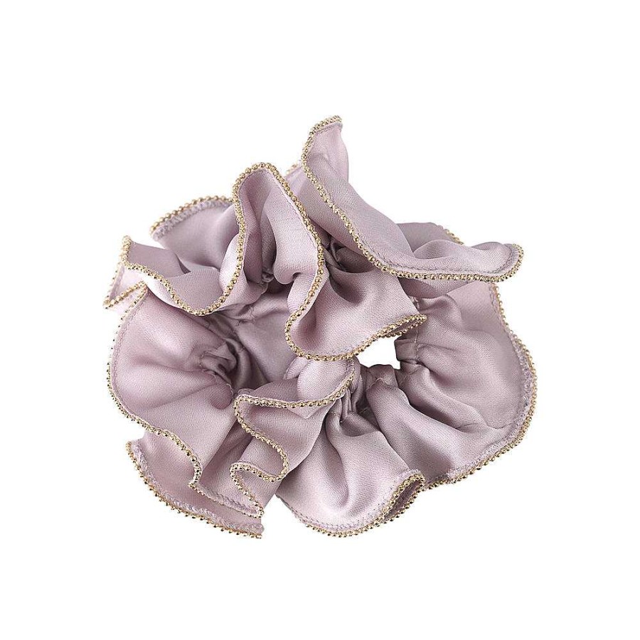 Hair Accessories Limlim | Gold Trim Satin Scrunchies Classic