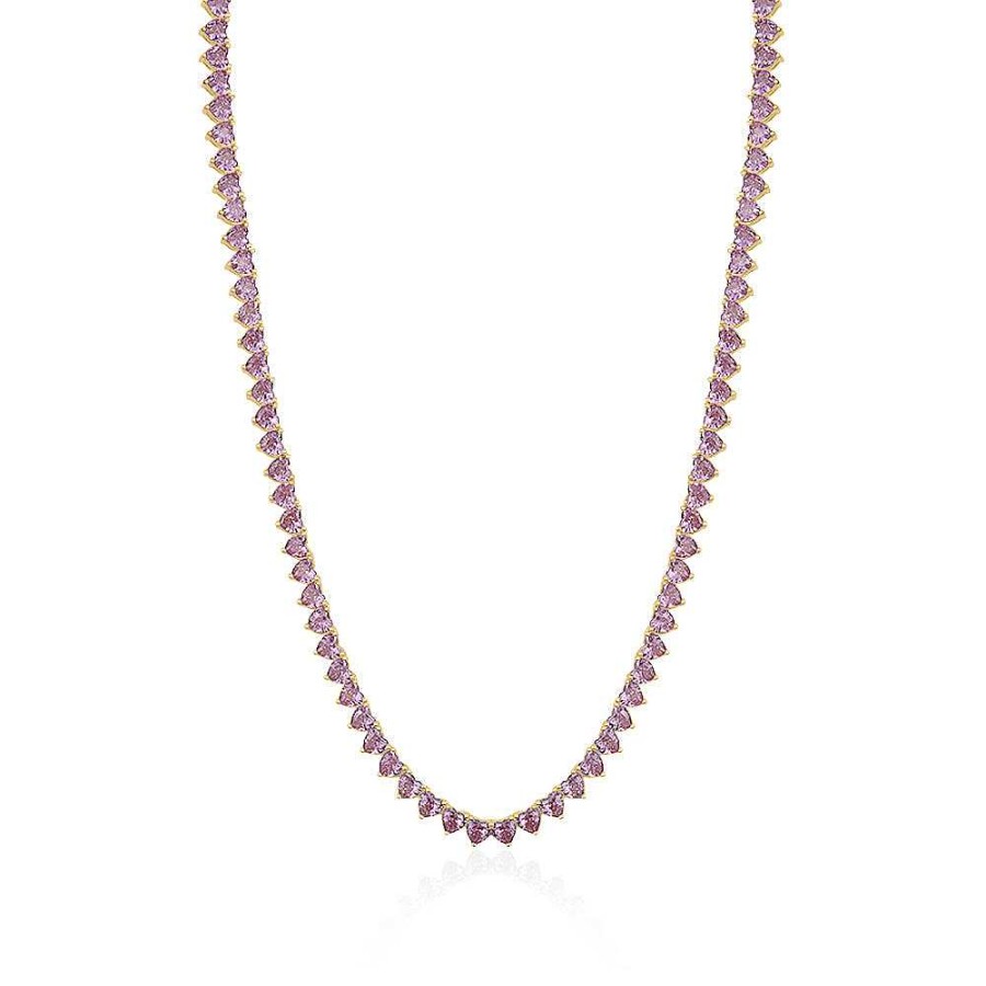 Jewelry Limlim | All Hearts Tennis Necklace Pink Crystals