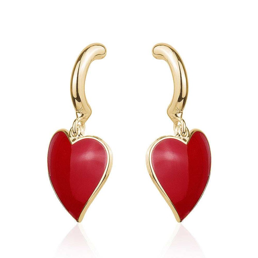 Jewelry Limlim | Enamel Heart Dangle Hoops