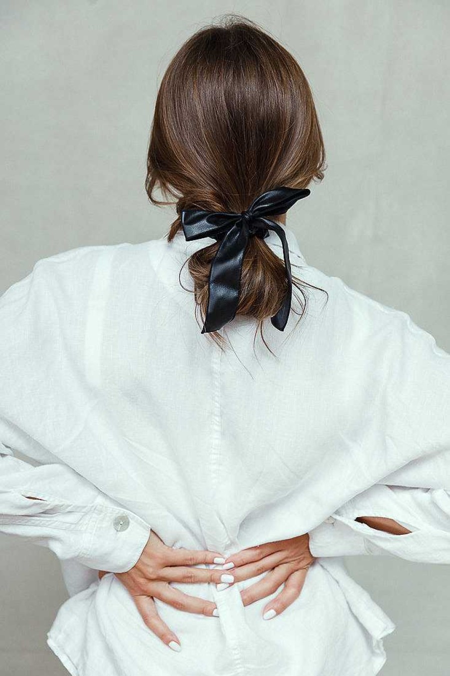 Hair Accessories Limlim | Leatherette Bow Scrunchies