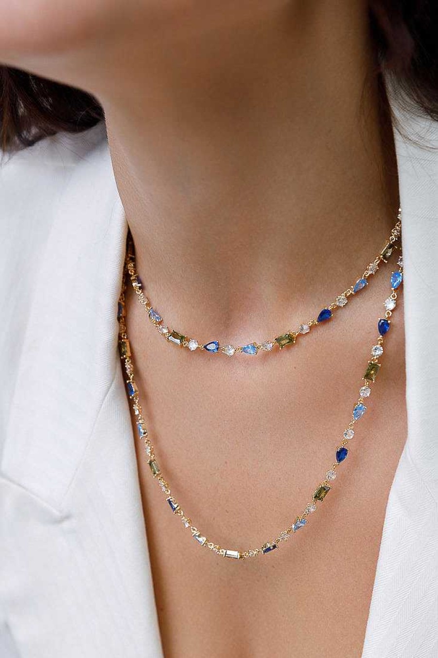 Kgmtl Limlim | Bluespastel Luxe Crystal Shapes Necklace