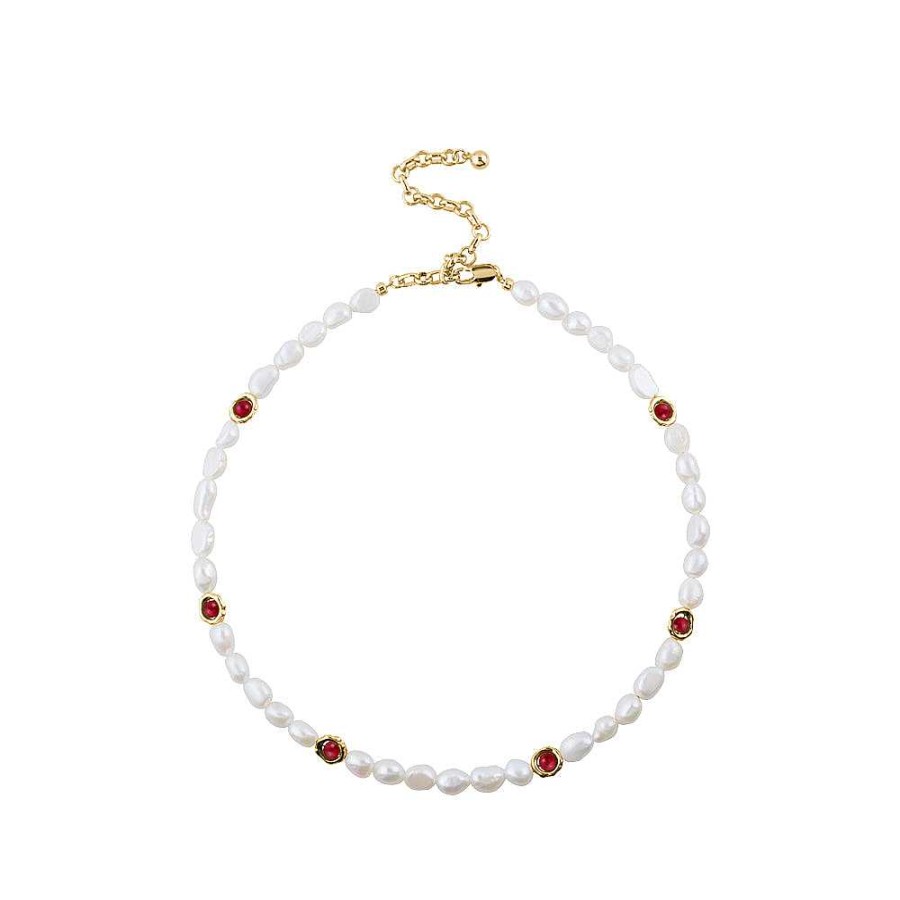 Jewelry Limlim | Ruby Button Fresh Water Pearls Necklace