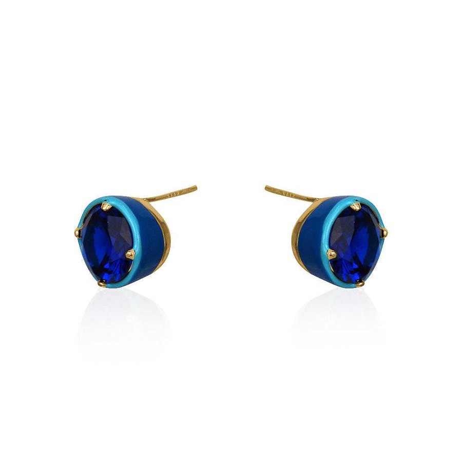 Jewelry Limlim | Enamel Navy Crystal Earrings