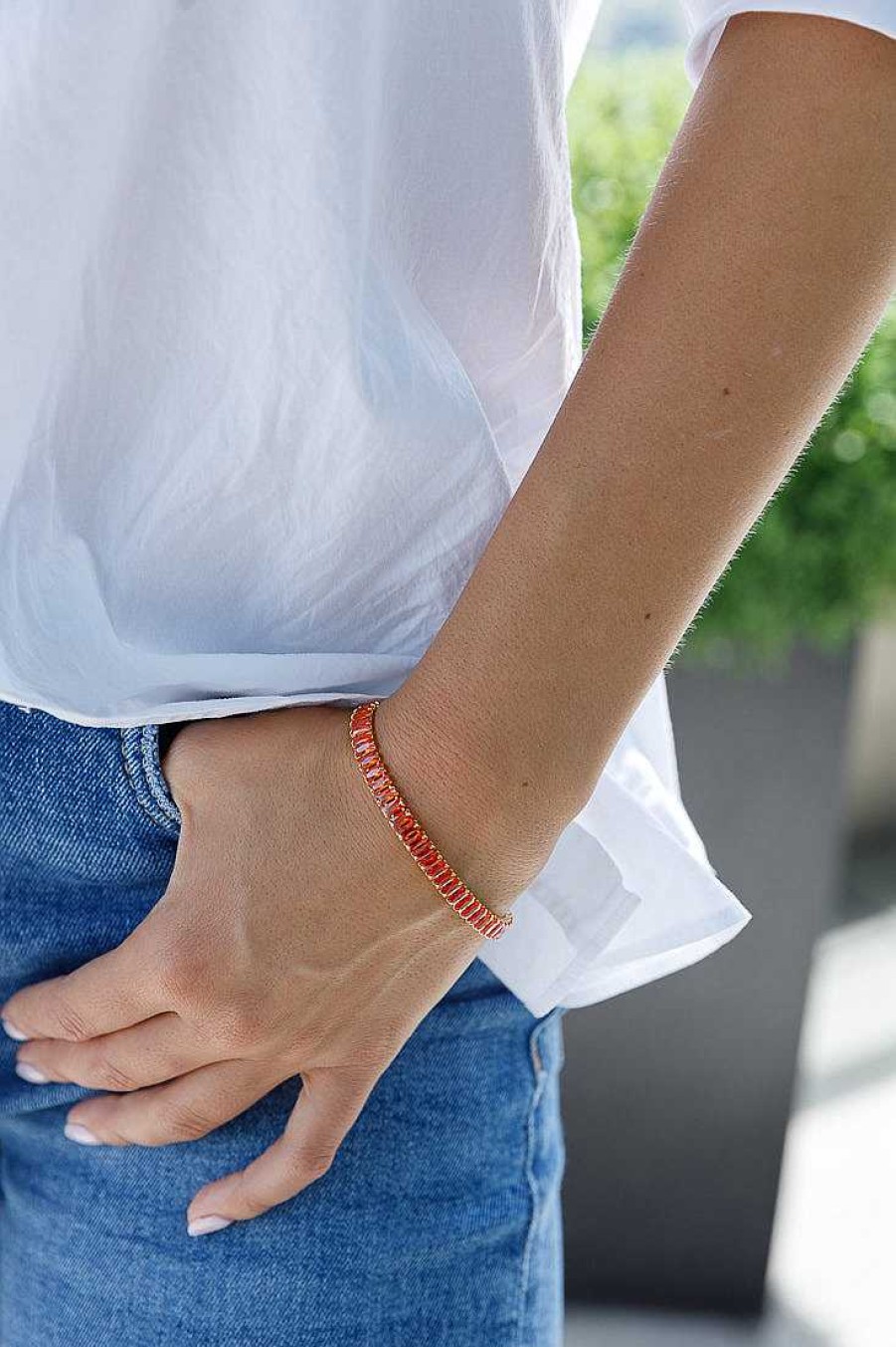 Jewelry Limlim | Baguette Soft Tennis Bracelet Orange