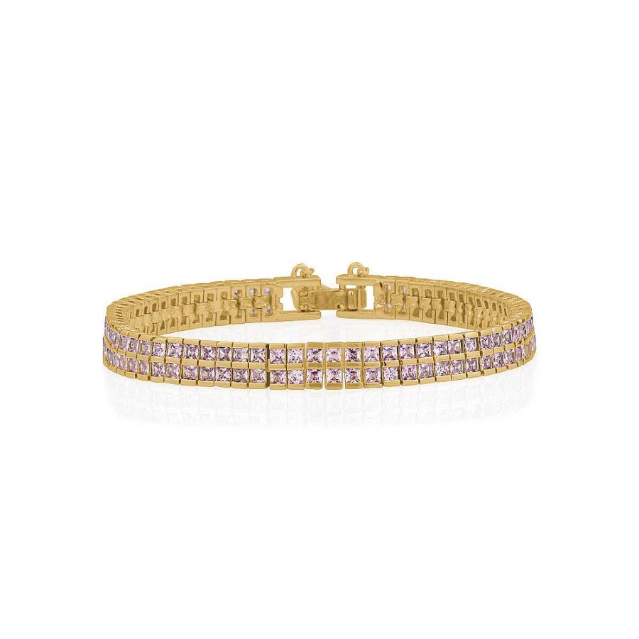 Jewelry Limlim | Baby Pink Luxury Princess Cut Tennis Bracelet