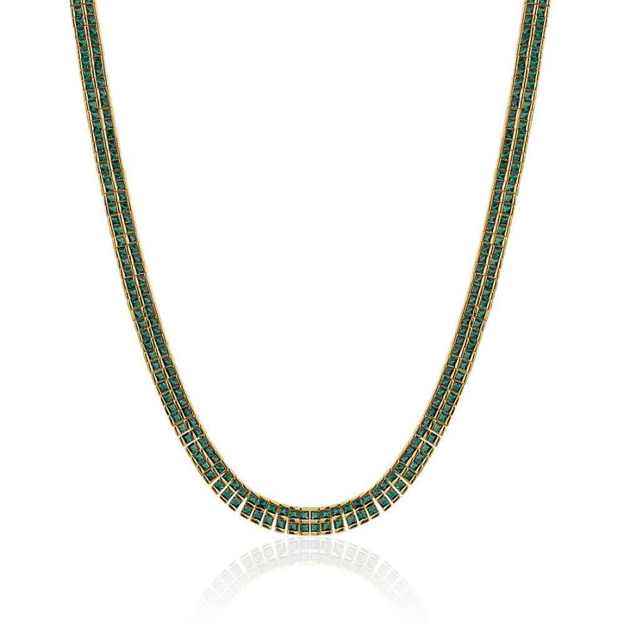 Jewelry Limlim | Emerald Luxury Princess Cut Tennis Necklace