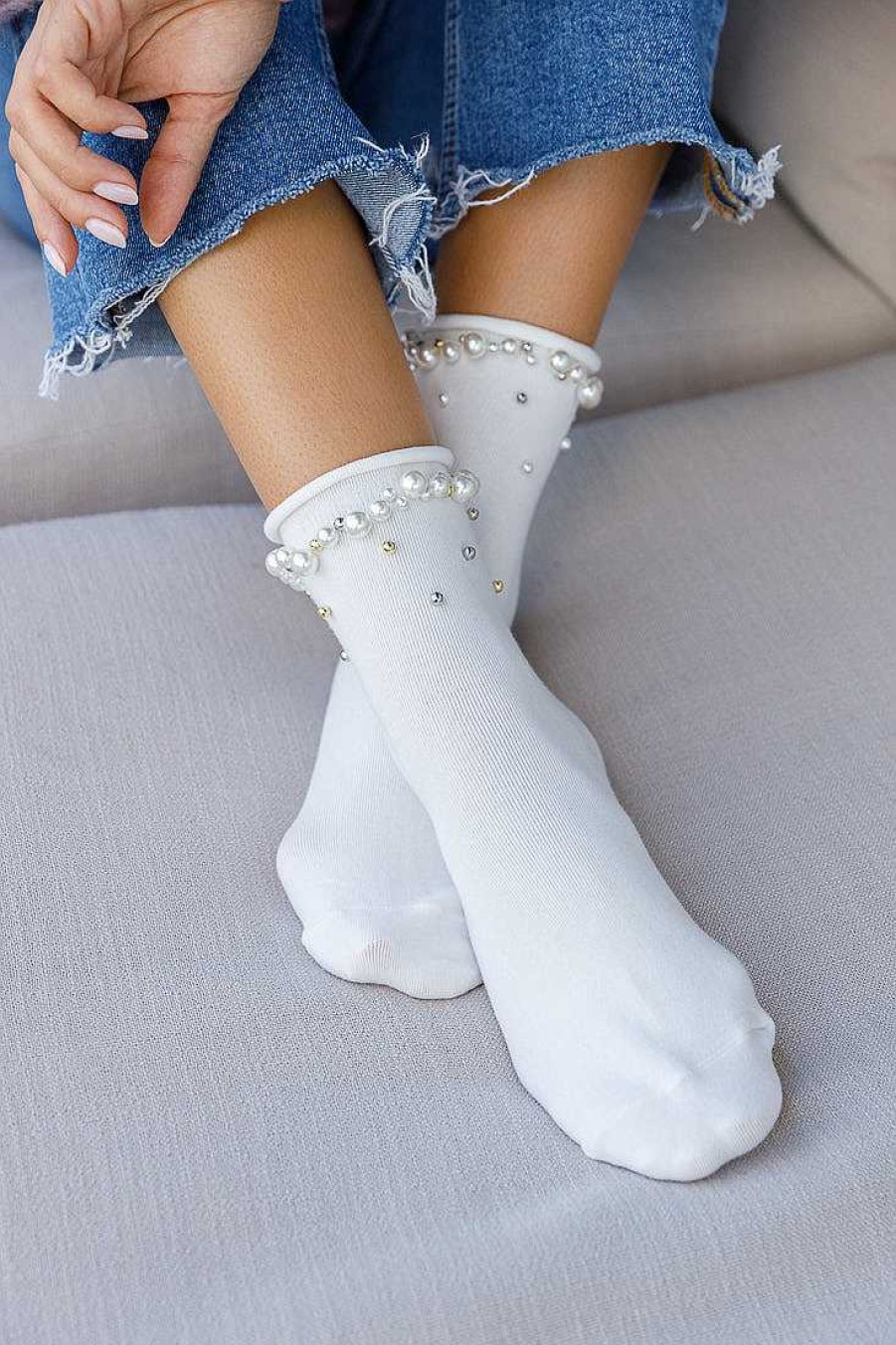 Luxe Trendy Socks Limlim | Beaded Short Socks