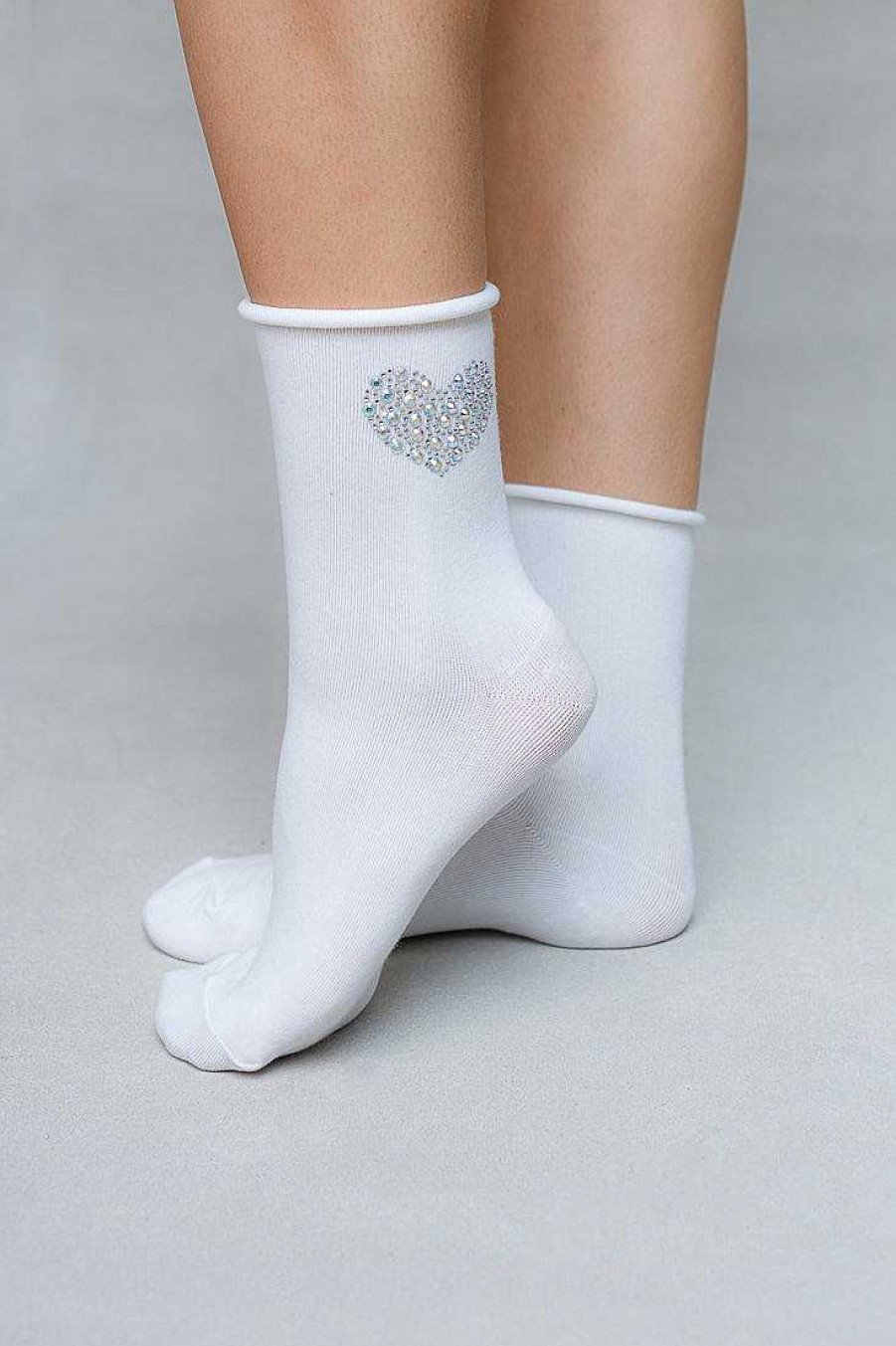 Luxe Trendy Socks Limlim | Heart Crystal Socks