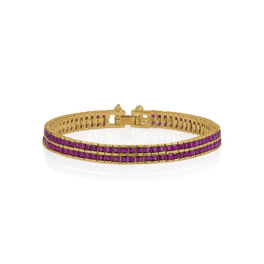 Jewelry Limlim | Ruby Red Luxury Princess Cut Tennis Bracelet