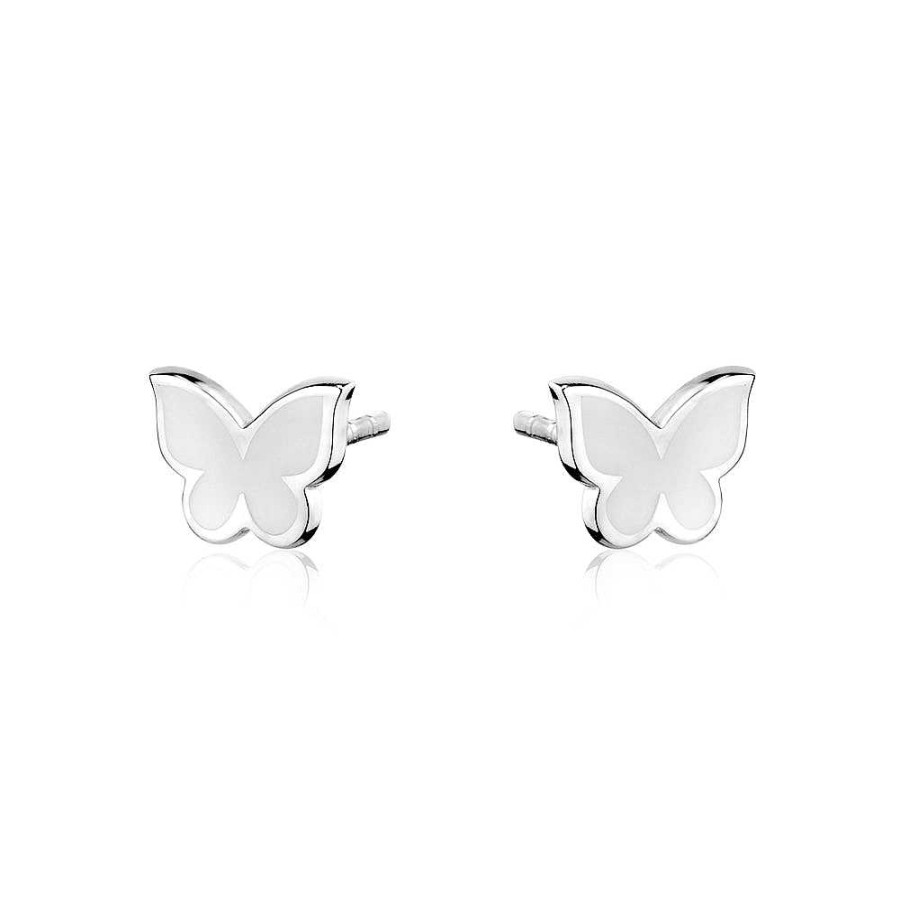 Jewelry Limlim | White Enamel Butterfly Stud