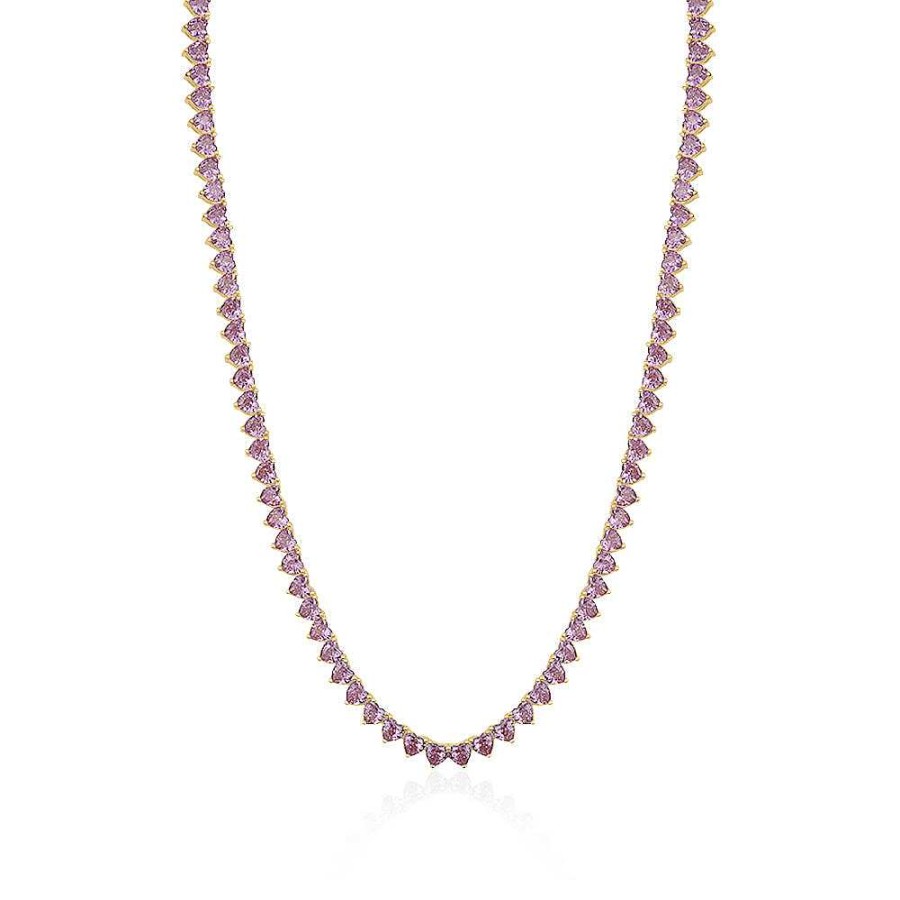 Kgmtl Limlim | All Hearts Tennis Necklace Pink Crystals