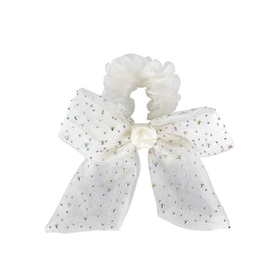 Hair Accessories Limlim | Mesh Crystal Double Bow Scrunchie