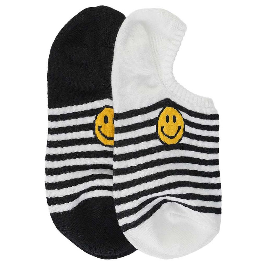 Luxe Trendy Socks Limlim | Two Short Stripe Smiley Socks 2Pack