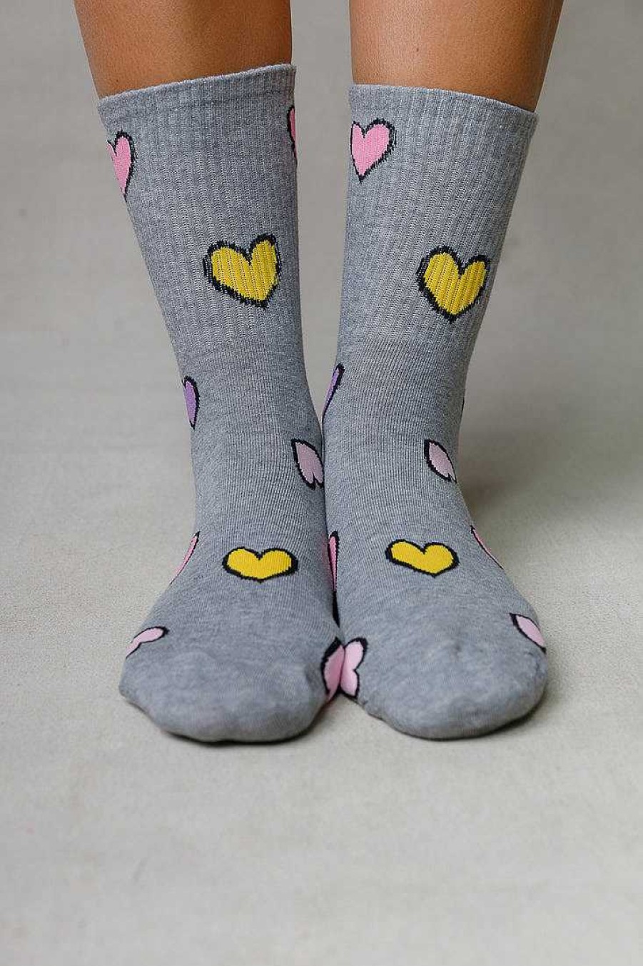 Luxe Trendy Socks Limlim | Rib Heart All Over Socks