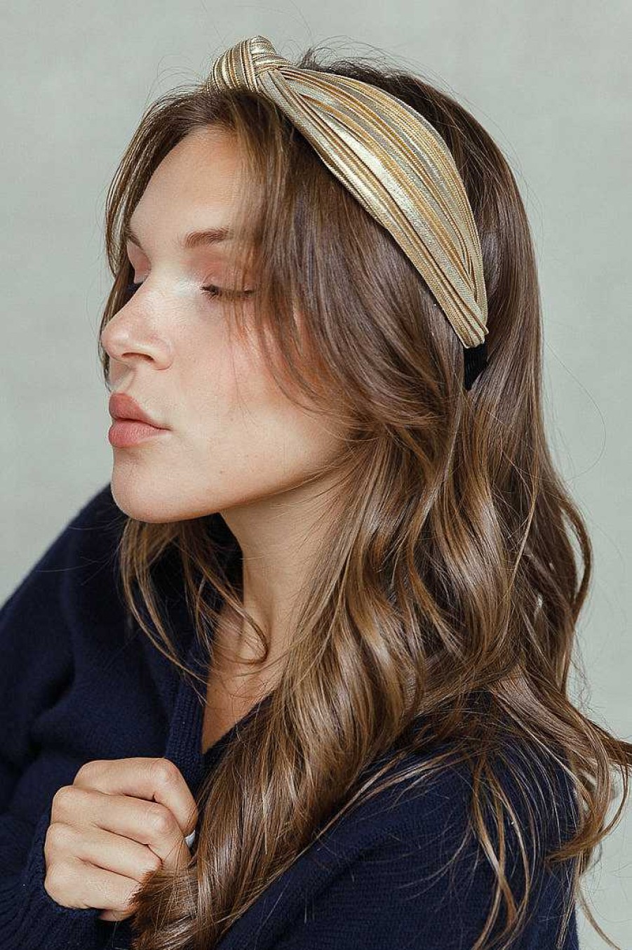 Hair Accessories Limlim | Gold Pleated Hairband