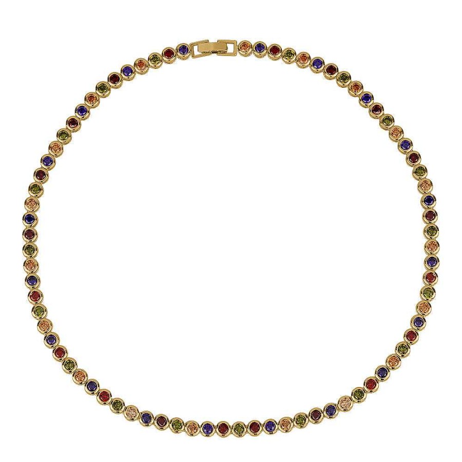 Kgmtl Limlim | Bezel Rainbow Tennis Necklace Gold