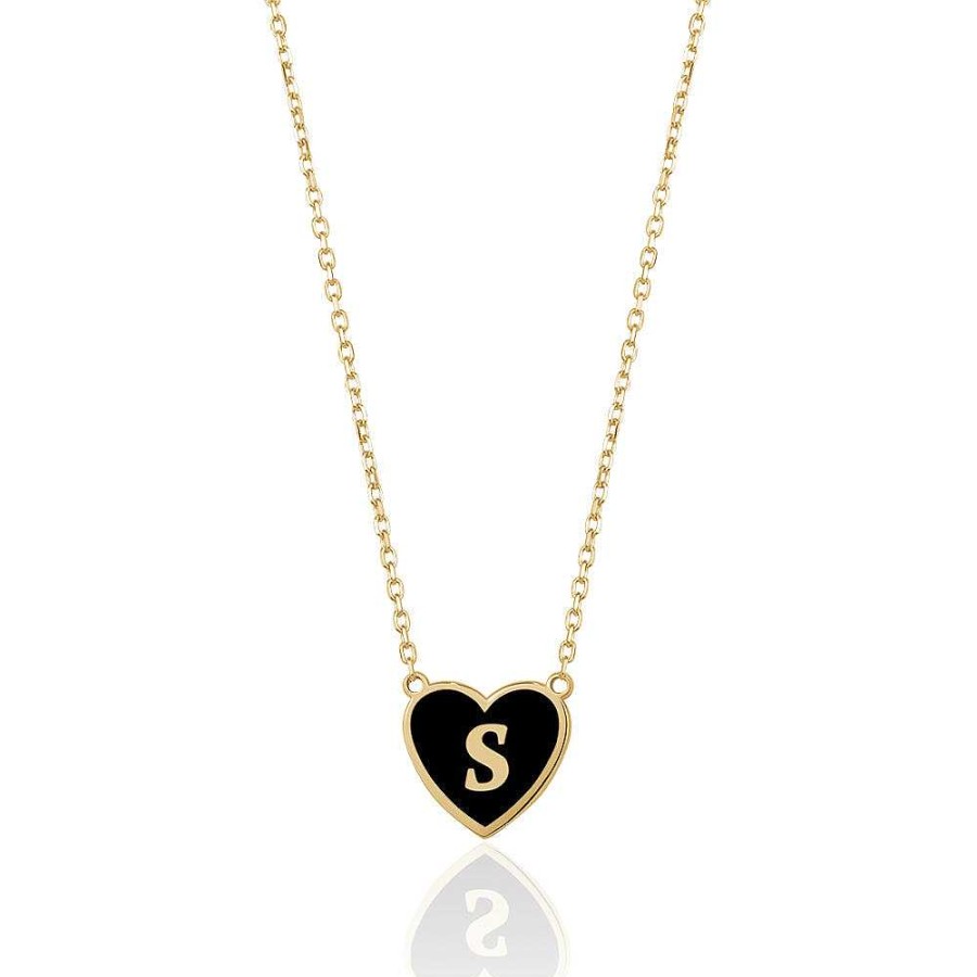 Jewelry Limlim | Enamel Heart Initial Necklace