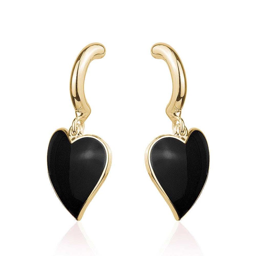 Jewelry Limlim | Enamel Heart Dangle Hoops