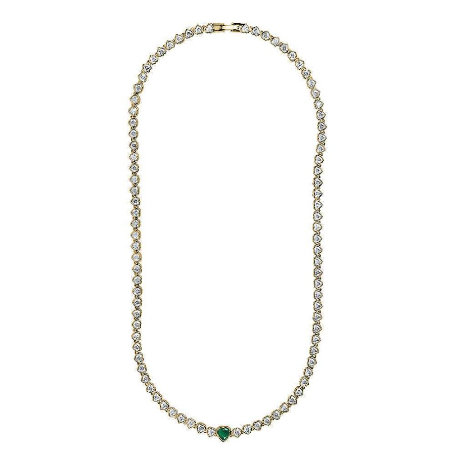 Jewelry Limlim | Heart Tennis Emerald Necklace Gold