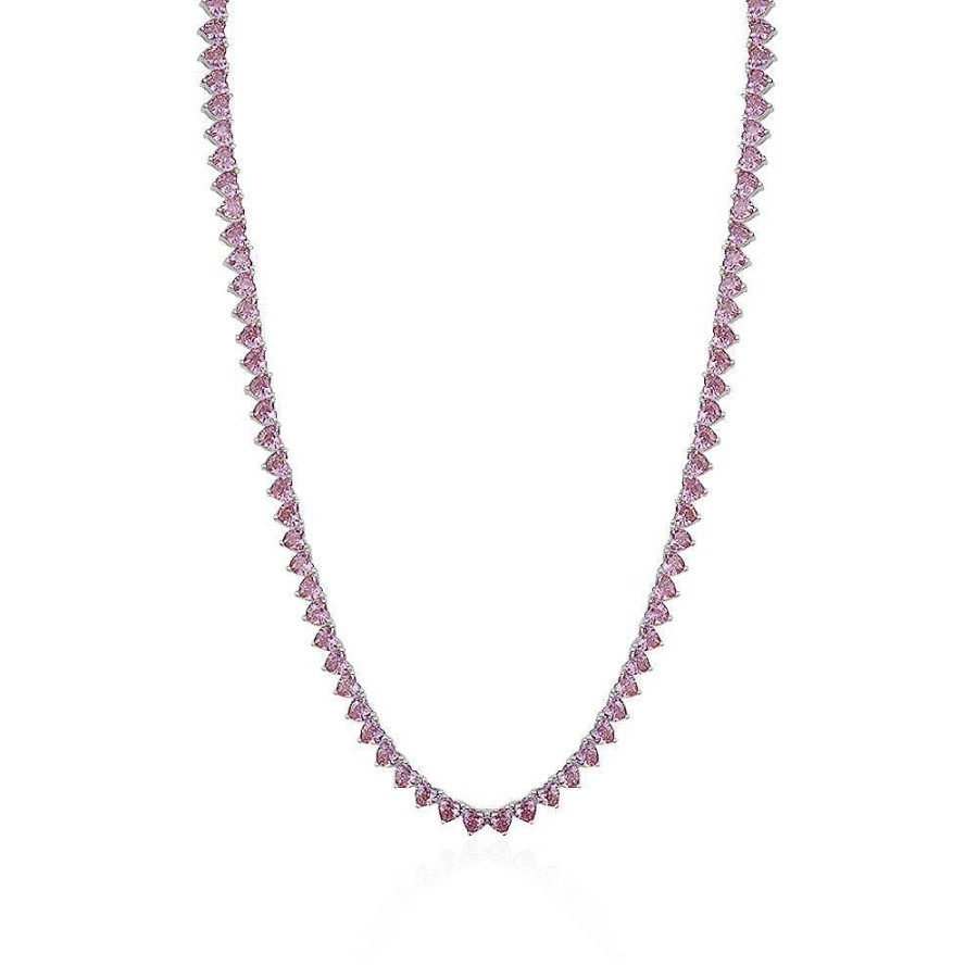 Kgmtl Limlim | All Hearts Tennis Necklace Pink Crystals