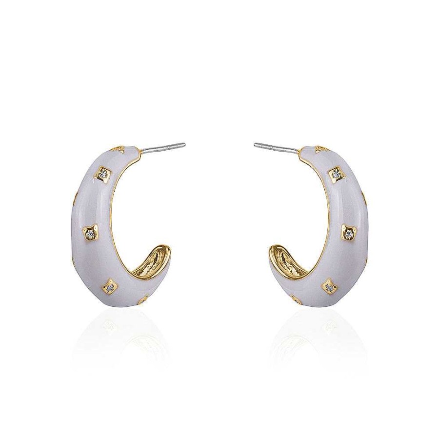 Jewelry Limlim | White Enamel Half Hoop