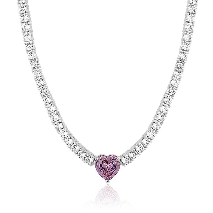 Kgmtl Limlim | Pink Heart Classic Tennis Necklace