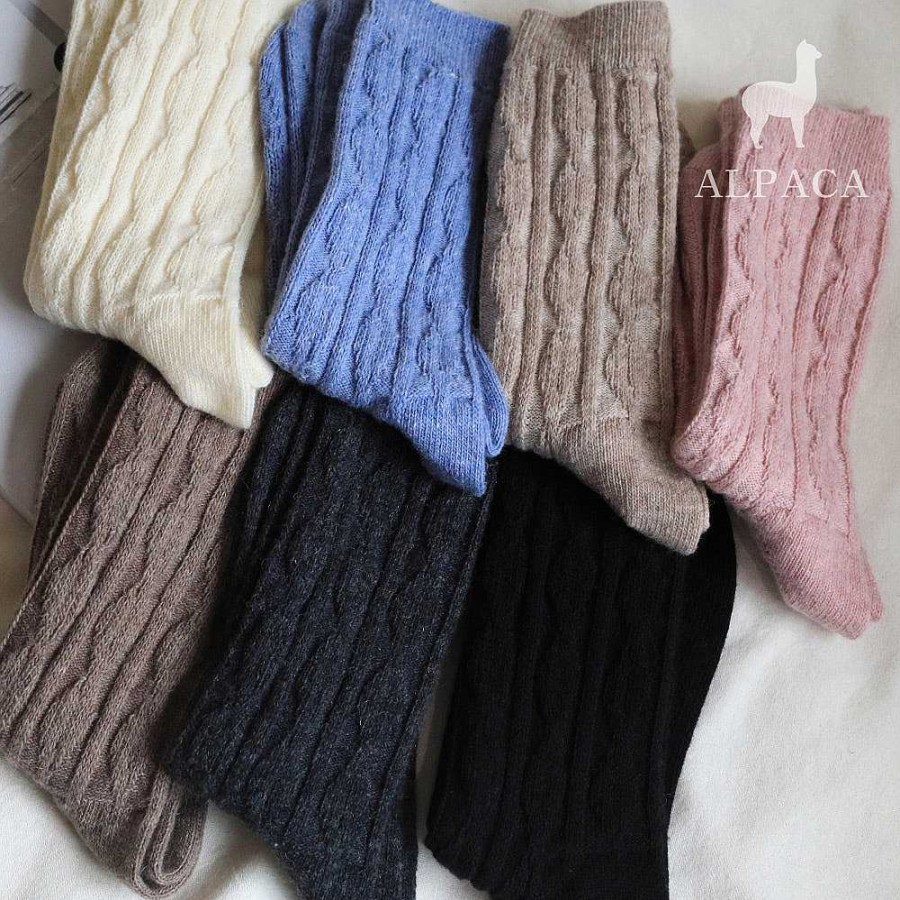 Luxe Trendy Socks Limlim | Braided Alpaca Blend Wool Socks