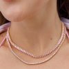 Jewelry Limlim | Marquis Tennis Necklace Pink Crystal