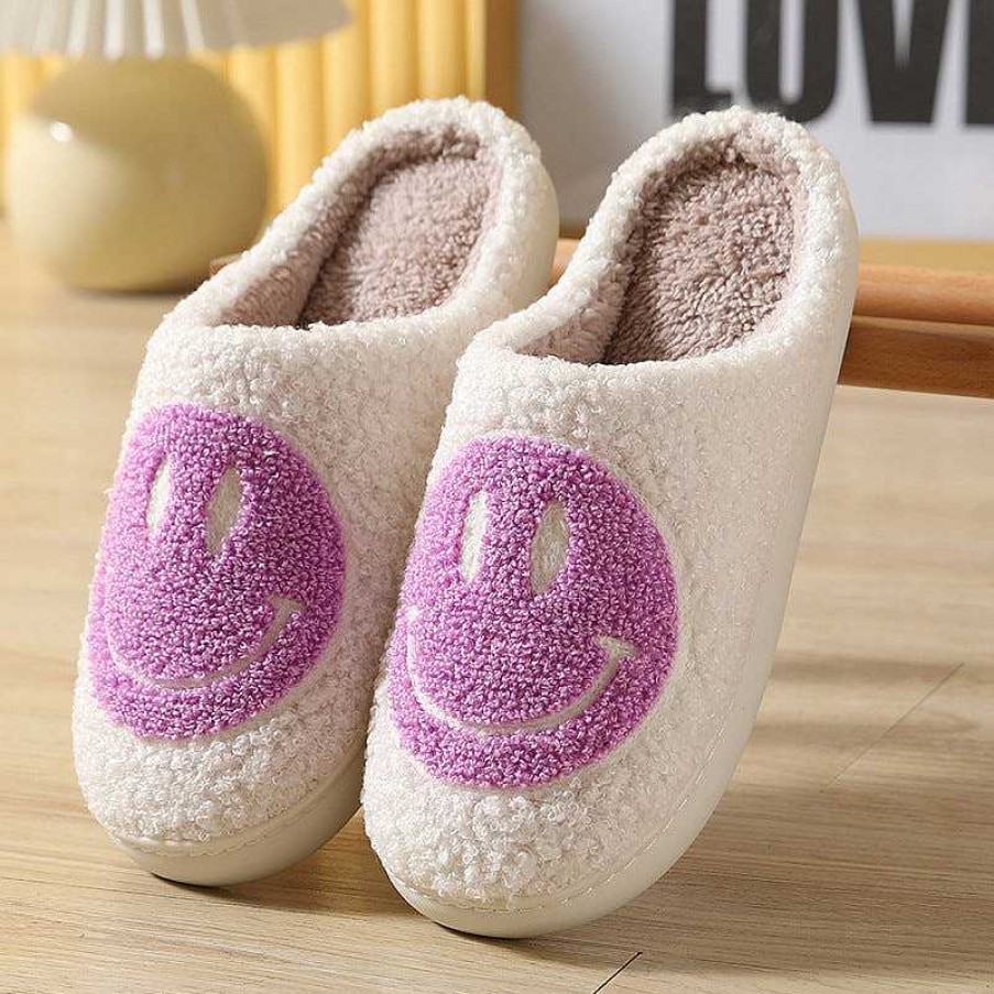 Slippers And Beanies Limlim | Smiley Teddy Slippers Lilac