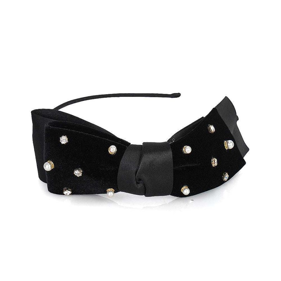 Hair Accessories Limlim | Luxe Velvet Bow Crystal Hairband