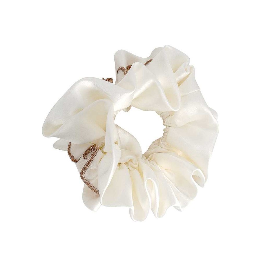 Hair Accessories Limlim | Gold Thread Satin Scrunchies