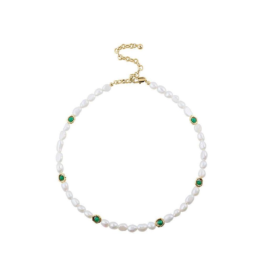 Jewelry Limlim | Emerald Button Fresh Water Pearls Necklace