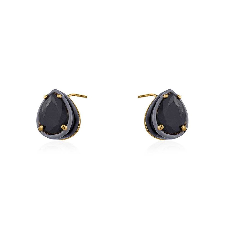 Jewelry Limlim | Pear Shape Black Crystal Enamel Earrings