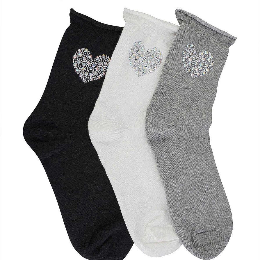 Luxe Trendy Socks Limlim | Heart Crystal Socks