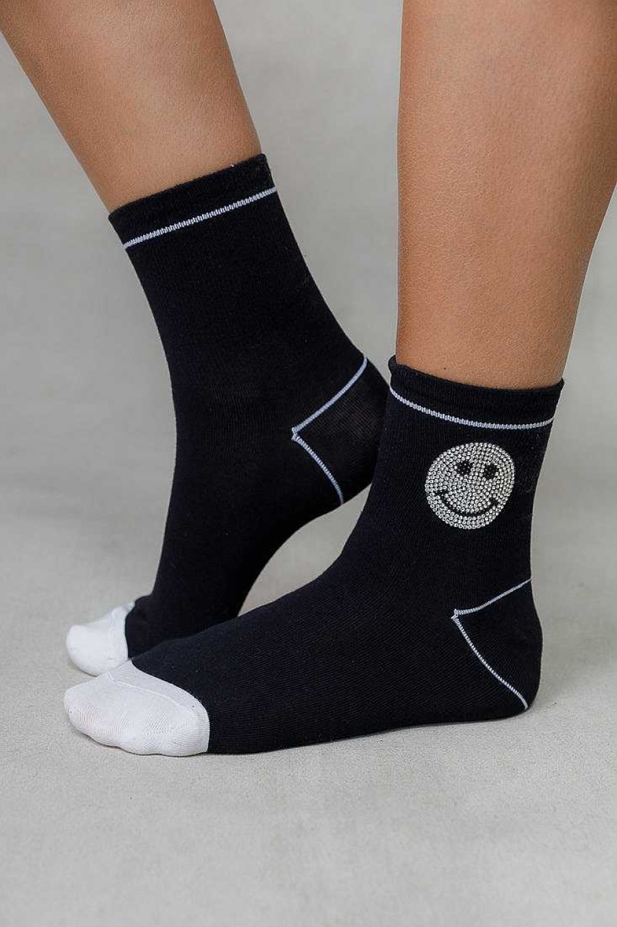 Luxe Trendy Socks Limlim | Silver Smiley Socks