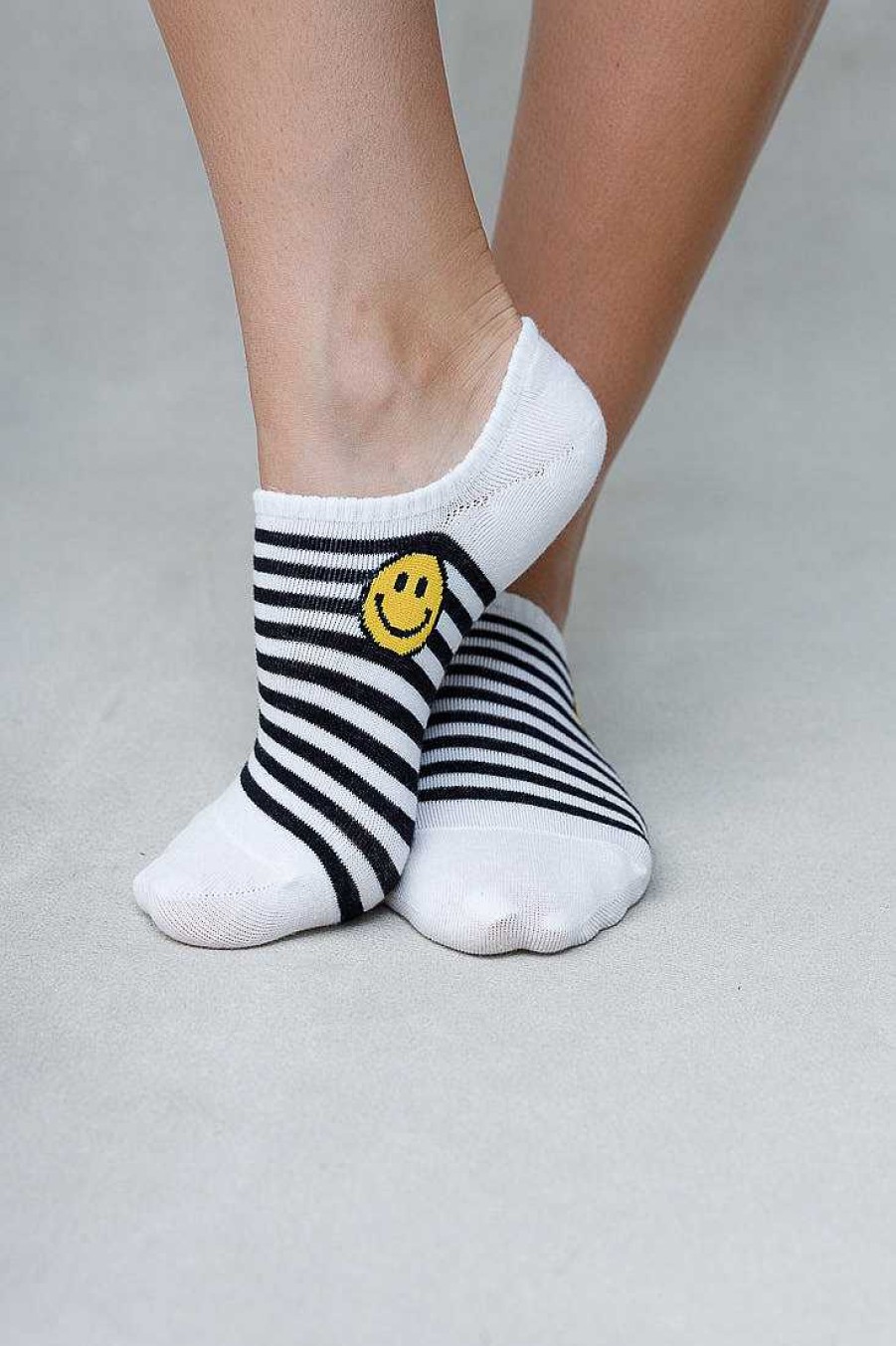 Luxe Trendy Socks Limlim | Two Short Stripe Smiley Socks 2Pack