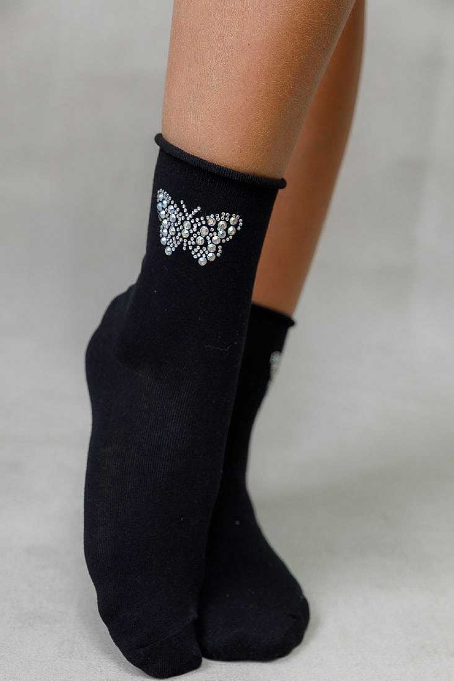 Luxe Trendy Socks Limlim | Butterfly Crystal Socks On