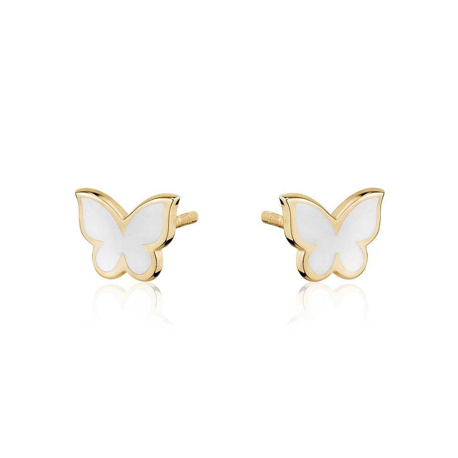 Jewelry Limlim | White Enamel Butterfly Stud