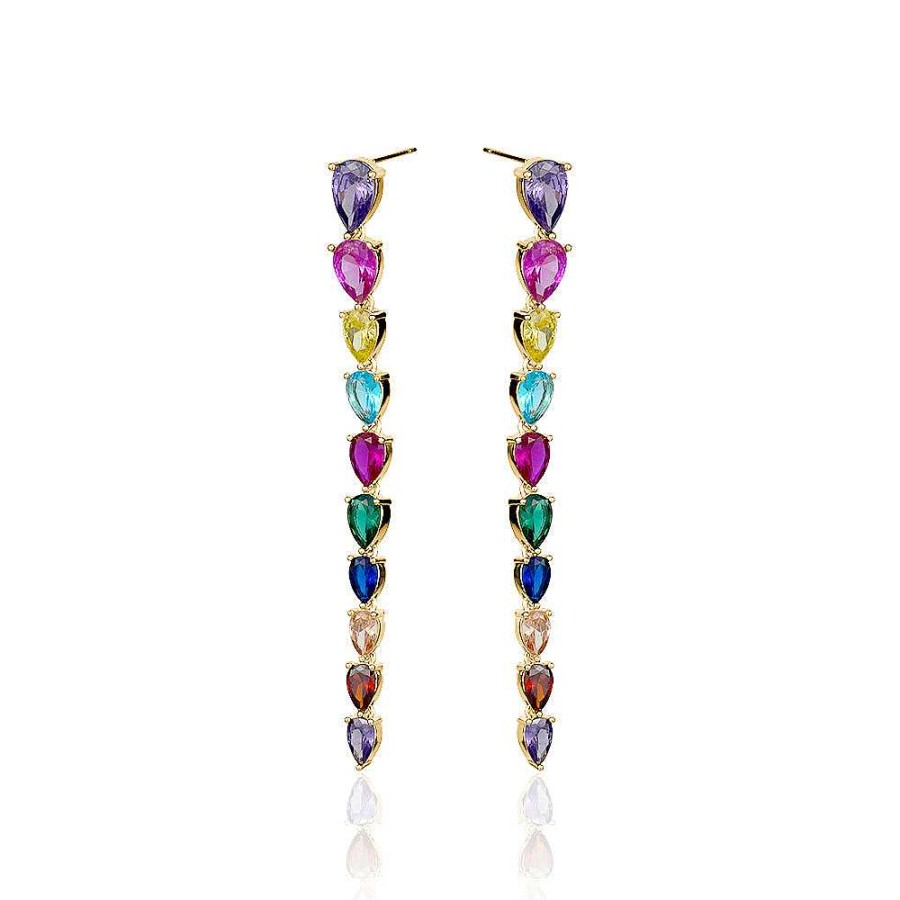 Jewelry Limlim | Drop Pear Shape Coloured Crystal Earrings