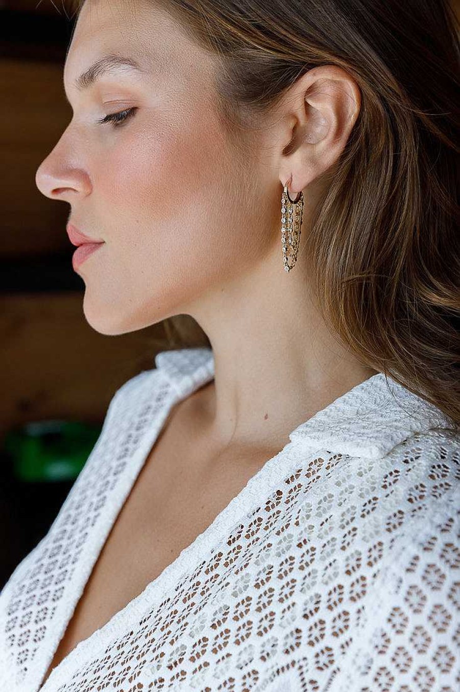 Jewelry Limlim | Crystal Bezelchain Earrings