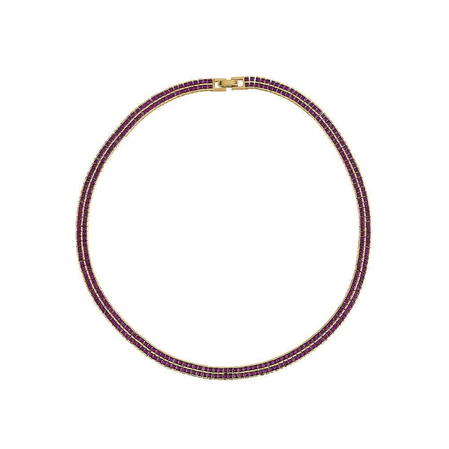 Jewelry Limlim | Ruby Red Luxury Princess Cut Tennis Necklace