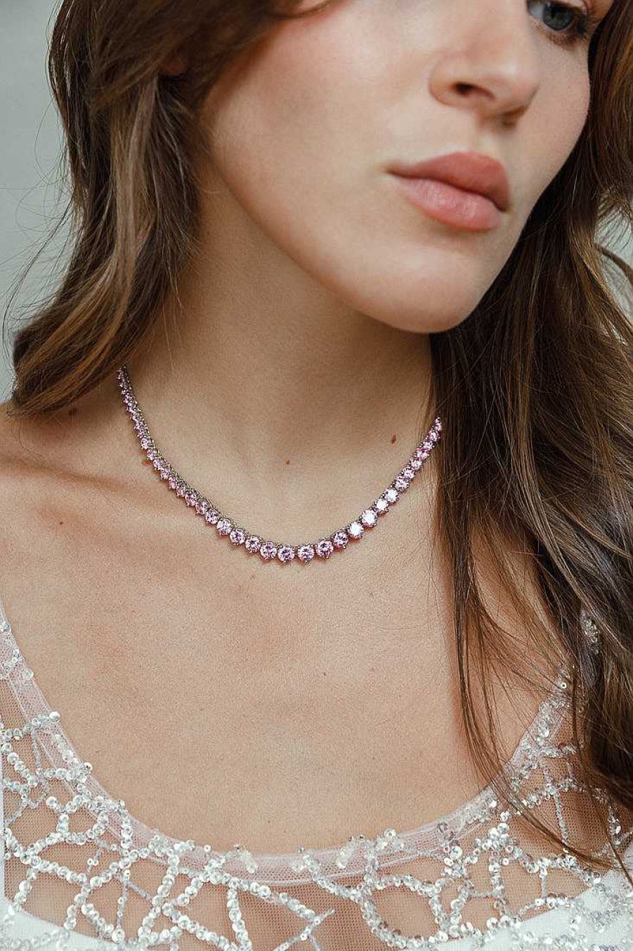 Jewelry Limlim | Ascending Crystal Tennis Pink Silver