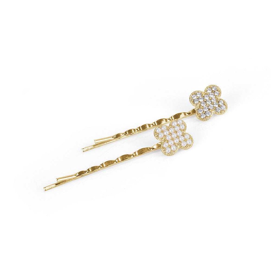 Hair Accessories Limlim | Crystal Lucky Clover Pin Set