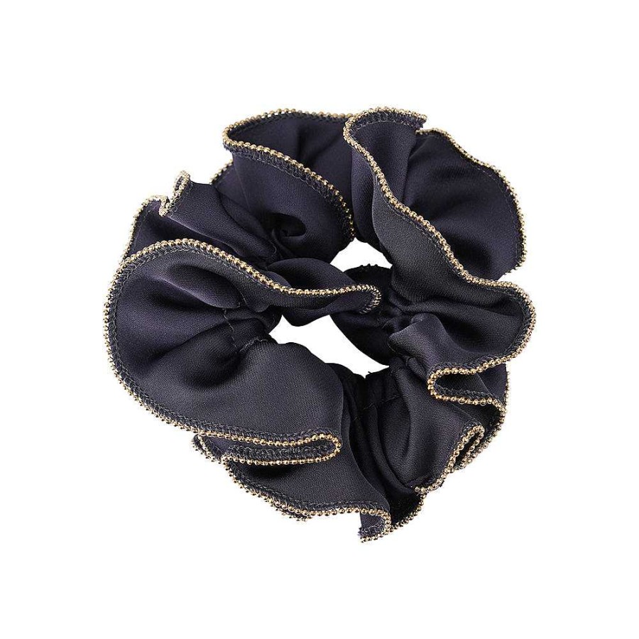 Hair Accessories Limlim | Gold Trim Satin Scrunchies Classic