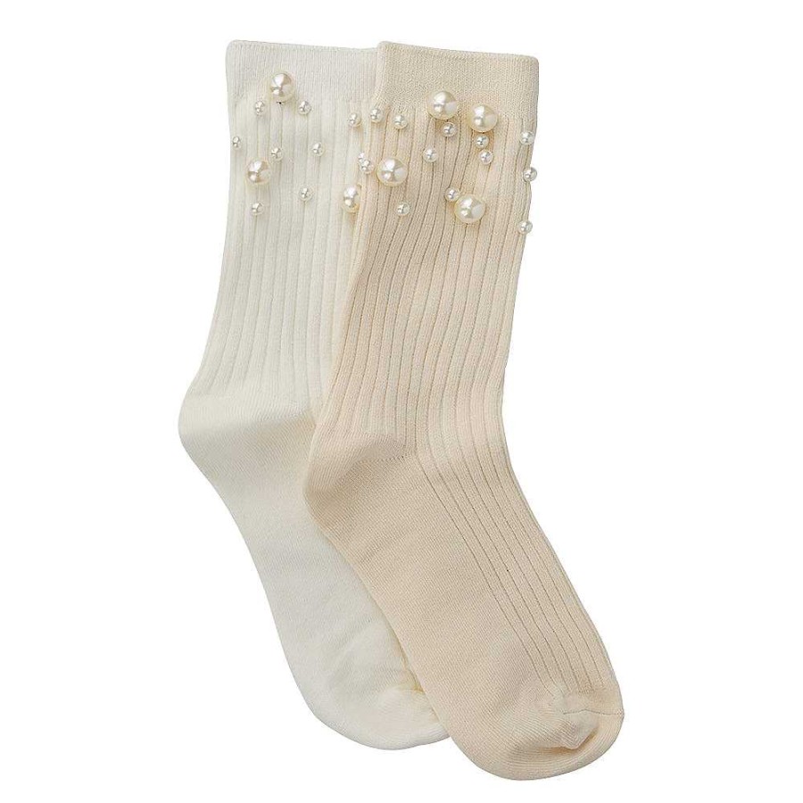 Luxe Trendy Socks Limlim | Pearl Ribbed Socks